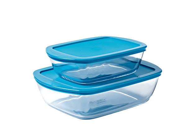 Cook & Store - Set of 2 rectangular glass boxes with lid