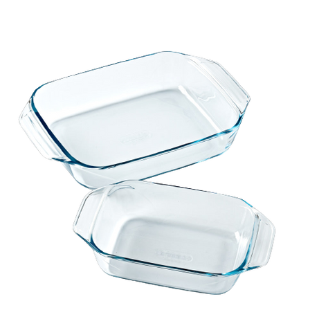 Set of 2 rectangular glass oven dishes with easy grip 27 and 35 cm - Irresistible