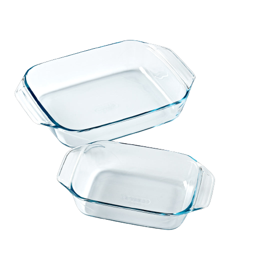 Set of 2 rectangular glass oven dishes with easy grip 27 and 35 cm - Irresistible