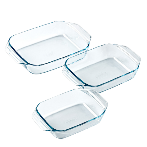 Set of 3 rectangular glass oven dishes with easy grip - Irresistible