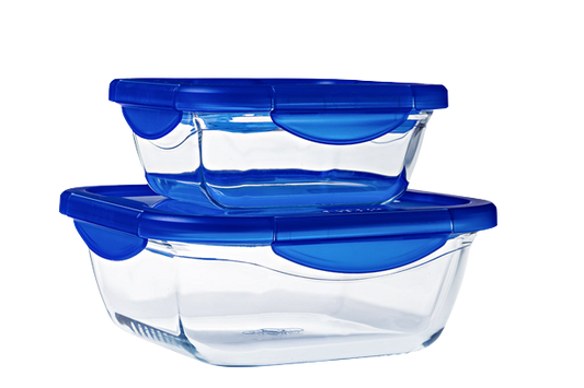 Set of 2 square glass dishes with leak-proof lid - Cook & Go