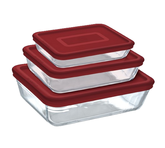 Cook&Freeze - Set of 3 rectangular glass storage dishes in different sizes with lid