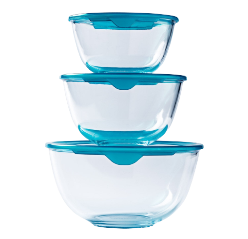 Prep&Store - Set of 3 glass bowls with lid