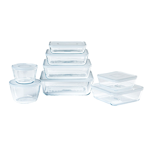 Set of 8 rectangular glass storage dishes with lid - Cook & Freeze