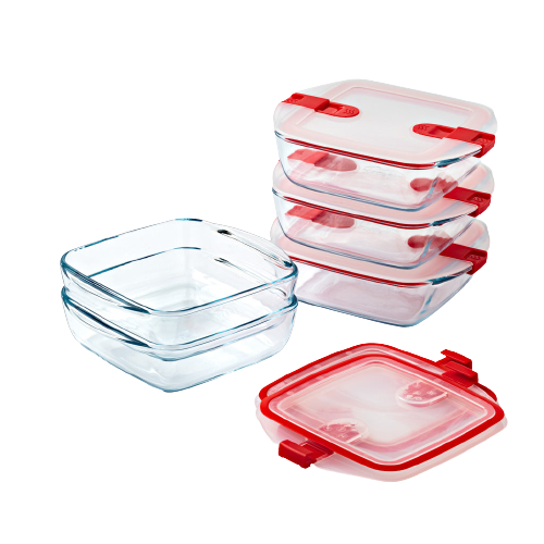 Cook & Heat - Set of 5 glass storage containers with steam valve lid